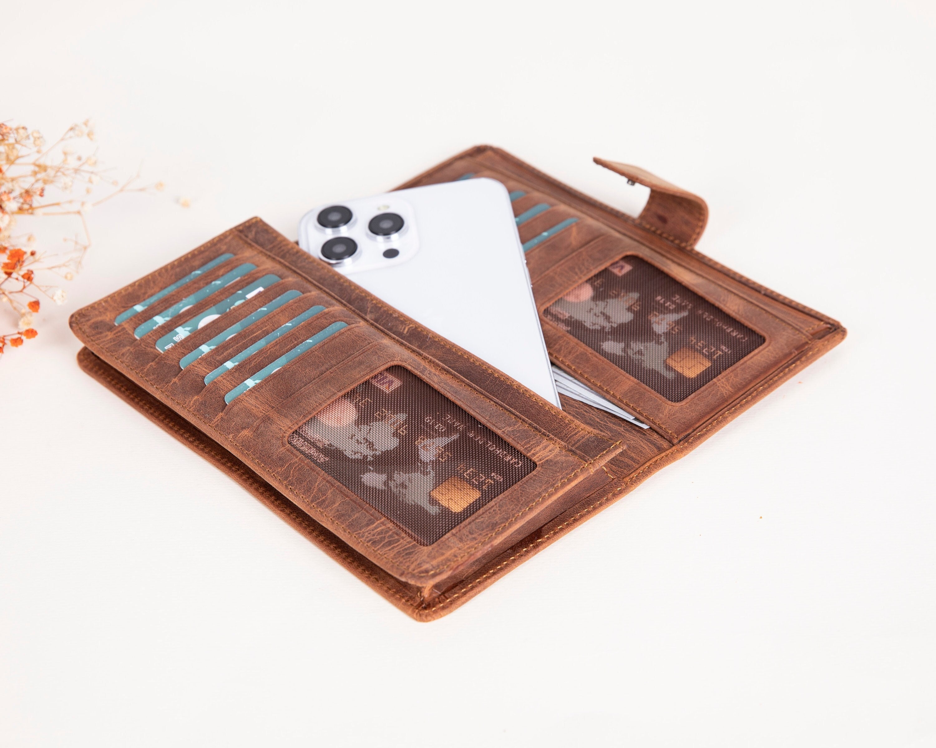 Personalized Leather Cell Phone Wallet, Best Card Holder Wallet