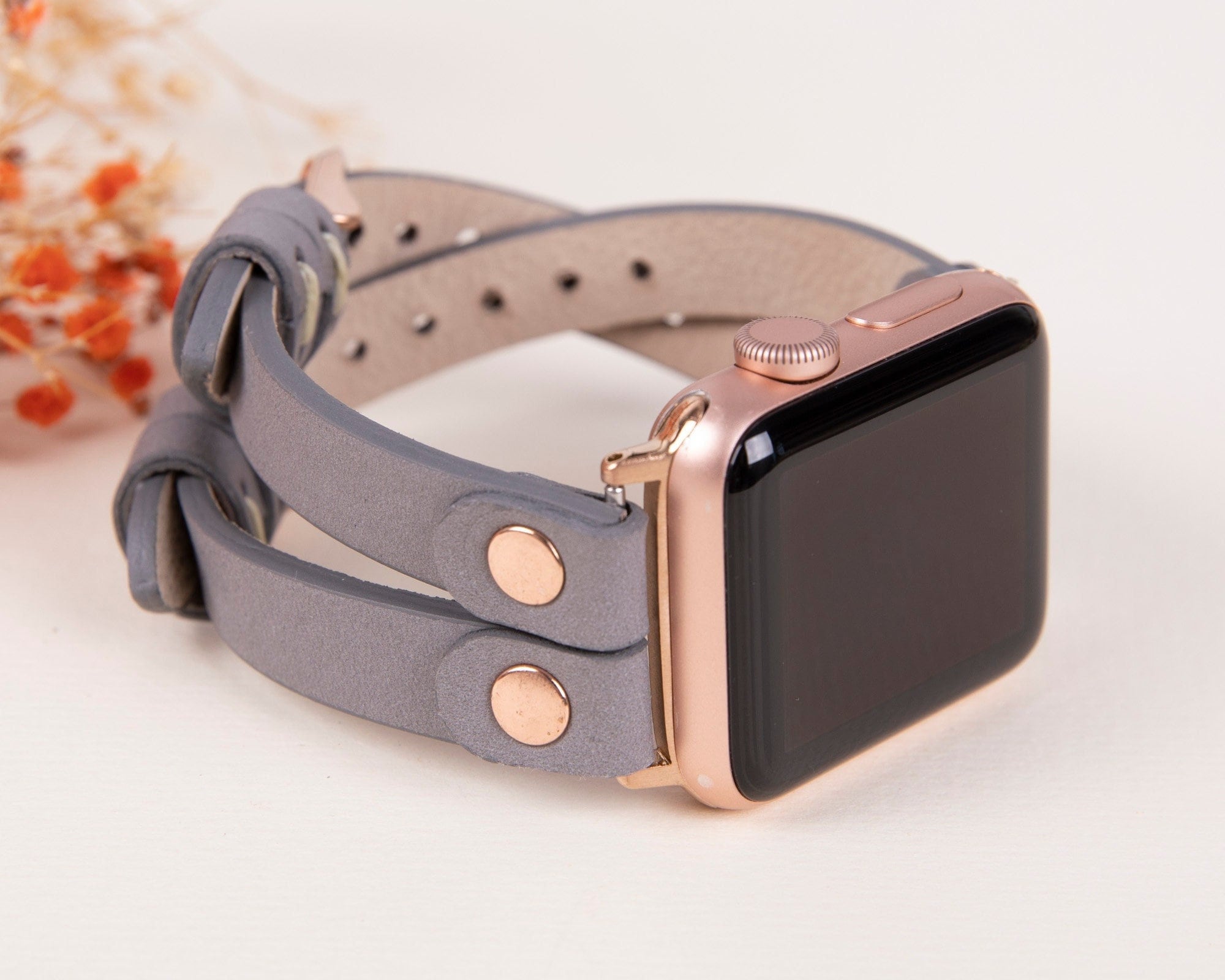 Apple Watch Band Repurposed Damier LV Monogram Brown, Series 7-9 45mm (also Fits 49mm Watch) / Rose Gold