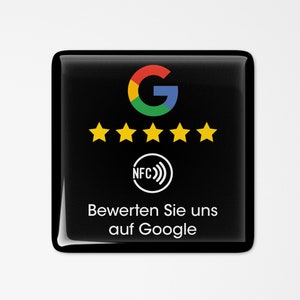 Google Bewertung Review NFC Aufkleber Sticker Button Tresen Fenster Tisch 3D Doming Schwarz Maße: 7,5 x 7,5 cm Bild 2