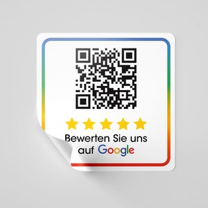 Google Bewertung Aufkleber mit QR-Code Sticker Business Button Tresen Fenster Tisch 7,5 cm Review