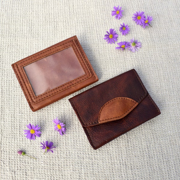 Leather wallet, Wallet for children, Two compartment leather wallet, Leather neck pouch, Handmade leather purse