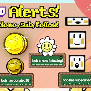 Animierte Yoshi Island Themen-Alerts! Dono, Sub & Follow