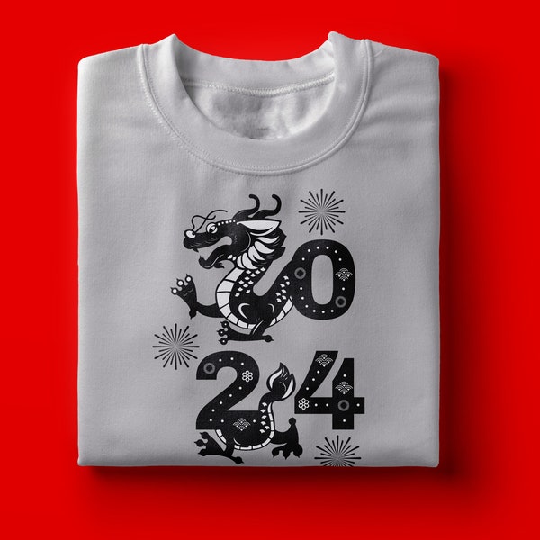 Chinese New Year 2024 dragon year pattern file is ready to print on t shirts mug and hoodies