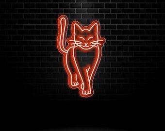 Cat Led Neon Sign, Bedroom Decor, Animal Lover Gifts, Cute Wall Custom Neon Decor, Cat Night Light, Christmas Gift, Animal Neon sign