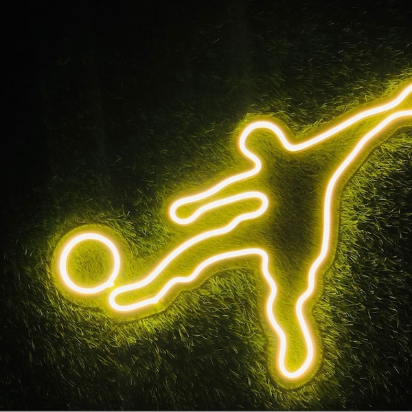 Fußballspieler - LED Neon Schild, Fußballer Sport LED Neon Schild Dekor für Kinderzimmer Sport Neon Schilder, Neon Schild Wanddekor, Neon Schild