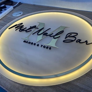 Custom Backlit Acrylic Sign | Acrylic Logo Sign | LED Business Sign | Salon Decor Sign | Backlit Logo Sign |Custom shape LED Logo Sign