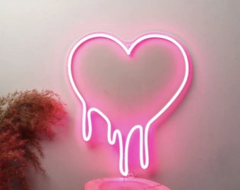 Bleeding Heart Neon Sign | Melting Heart Neon Sign | Custom Heart Neon Light | Neon Sign For Bedroom | Living Room