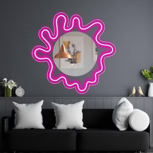 Wavy wiggle LED neon mirror, Back to school gifts, Custom Led Light Home Decor, Bedroom Led Cool Mirror Sign, Magic Mirror, Acrylic Mirror