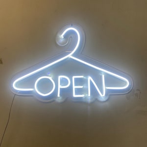 Hanger Open Neon Sign, Neon Sign Hanger, Showroom with LED Open Sign Decor, Open Sign Neon Light, Business Open Sign,Clothing store decor