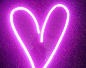 Enseigne néon LED en silicone flexible Heart Decoration | Cadeau Saint-Valentin | Cadeau pour petit ami | meilleur cadeau pour petite amie | signe d'amour | Signe du coeur, Amour