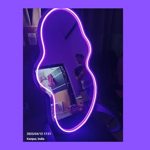 Asymmetrical Mirror/ Custom Neon Mirror/ Neon Sign Art/ Aesthetic Mirror/ Neon Smart Mirror/ Full Length Wedding Mirror/ Pond Mirror