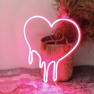 Bleeding Heart Neon Sign Melting Heart Neon Sign Custom Heart Neon Light Neon Sign For Bedroom Living Room image 2