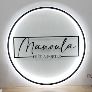 3D Acrylic Salon Sign, Round Business Logo Sign, Custom Backlit Sign, Light up Spa Sign, LED Neon Acrylic Wall Signage, Neon Mirror Sign