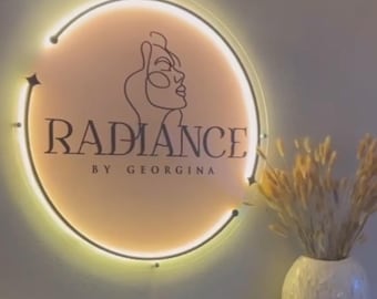 3D Acryl Salon Zeichen, Rundes Business Logo Zeichen, Benutzerdefinierte Hintergrundbeleuchtung Zeichen, Light up Spa Zeichen, LED Neon Acryl Wandbeschilderung, Neon Spiegel Zeichen
