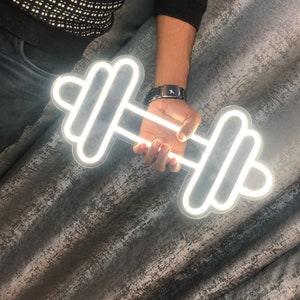 Neon Barbell/Dumbbell Neon Sign, Gym Wall Hanging, Neon Light Sign For Sports Room, Decor Club, Party Bar, customized neon, gym custom neon