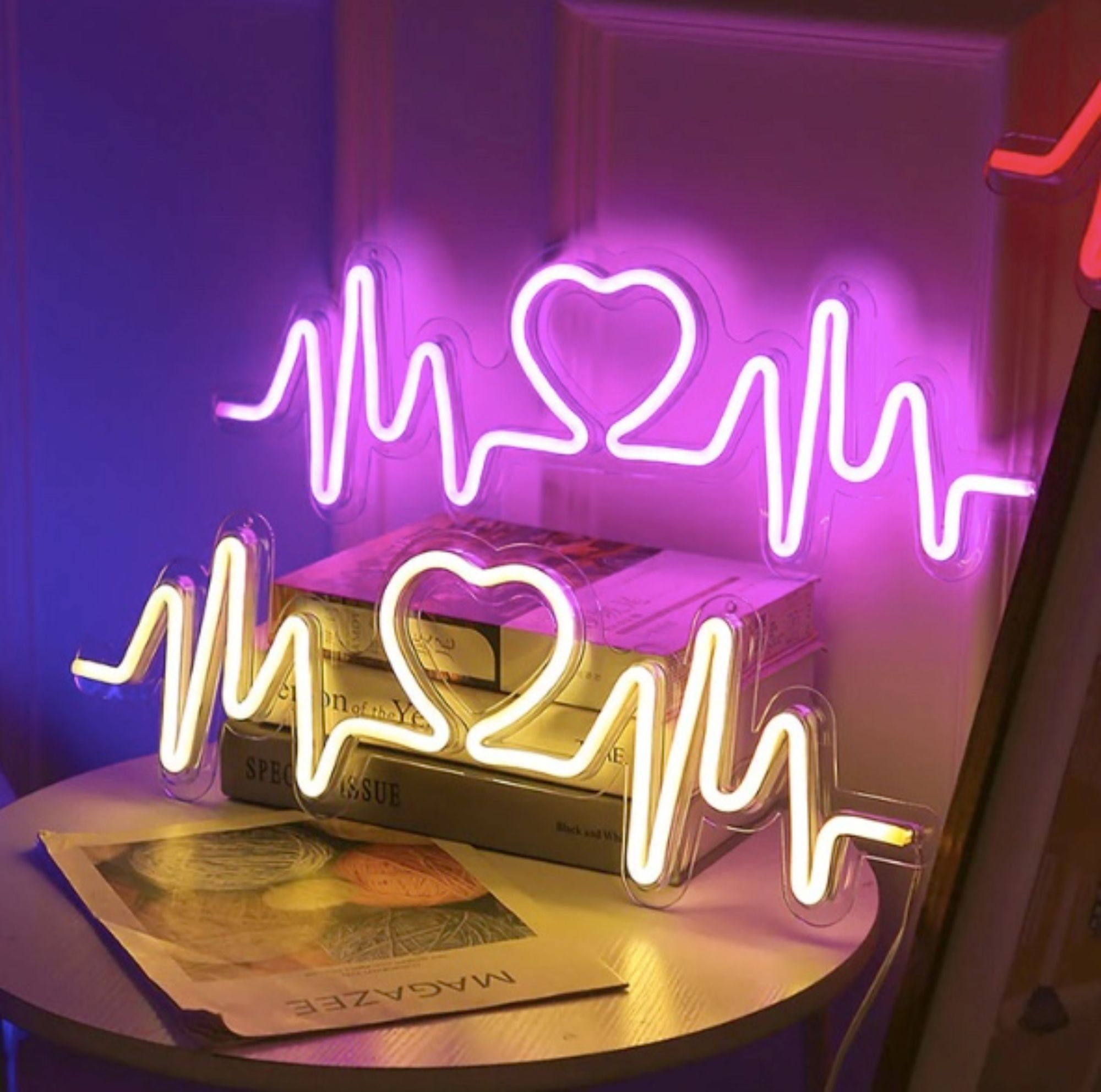  Custom Heartbeat Heart Beating Neon Sign,Acrylic Handmade 12V  Visual Art Wall Lights with Dimmable Switch for Man Cave Pub Bar Wall Decor  (Color : Pink, Size : 60X18cm) : Tools 