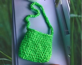 CROCHET PATTERN: Shoulder bag (PDF) | Satin ribbon bucket / basket | Cord strap