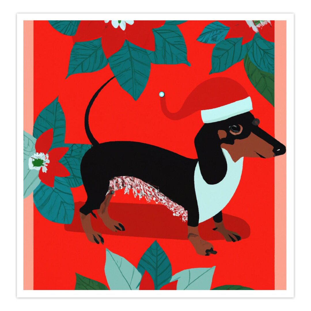 Dachshund Christmas Card, 5x5 Inch Square, Blank Inside, With Envelope