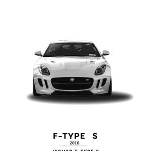 Puede incluir: Un coche deportivo Jaguar F-TYPE S blanco de 2016 con una parrilla negra y llantas negras. El coche tiene una velocidad máxima de 172 mph y un tiempo de 0 a 100 km/h de 4,9 segundos.