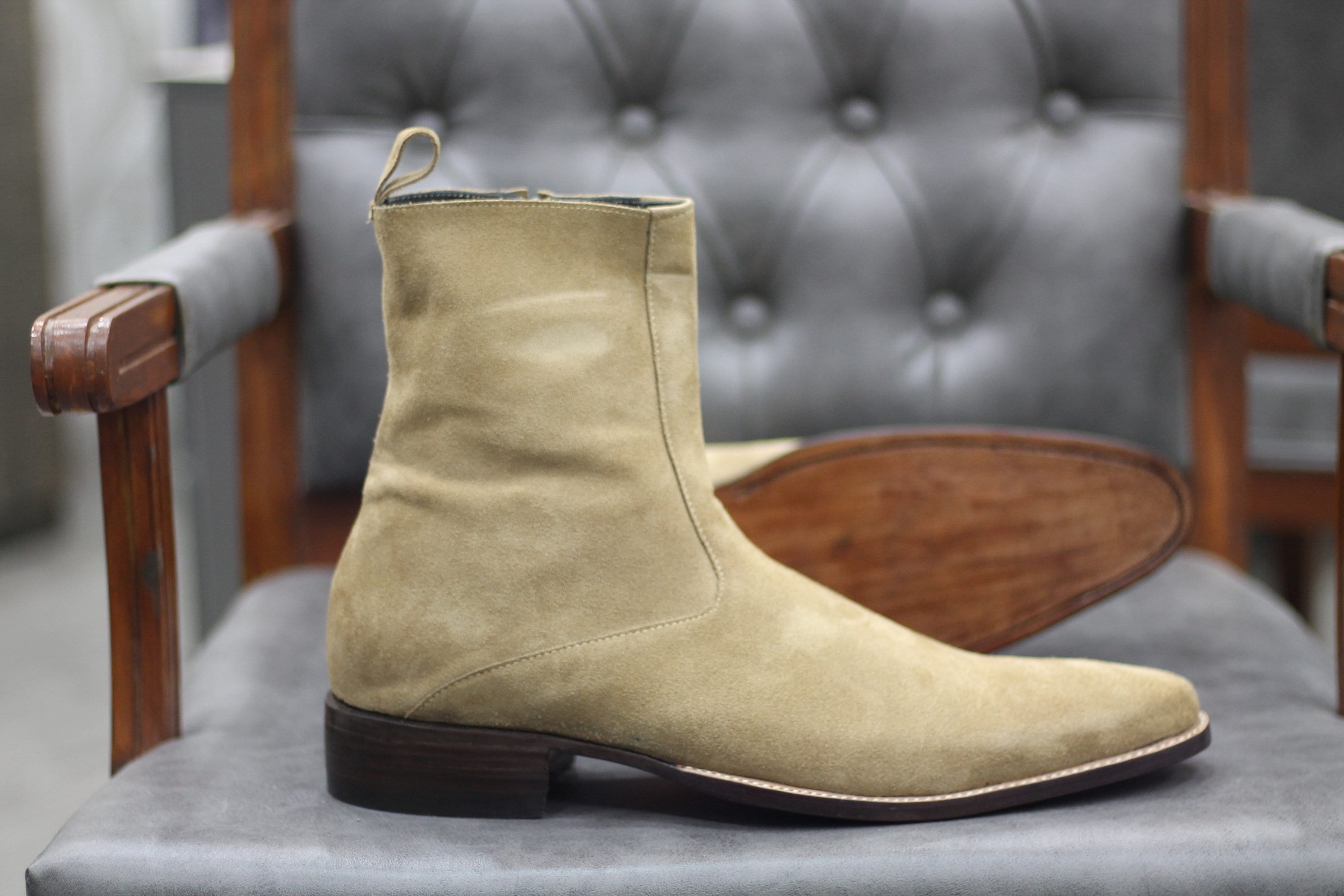 side zip suede boots