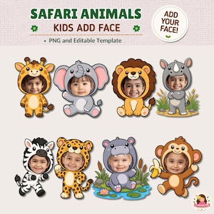 Aktivitet med ansiktslägg för safaridjur, anslagstavla i djungelklassrummet och personliga souvenirer