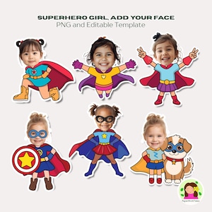 Editable Girl Superhero Add face, Bulletin Board Decor, Character Building Lesson (2 Skin Tones)