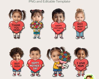 Mother’s Day Kids Add Face Activity , Printable Craft & Bulletin Board Decor (Canva Edit, PNG)