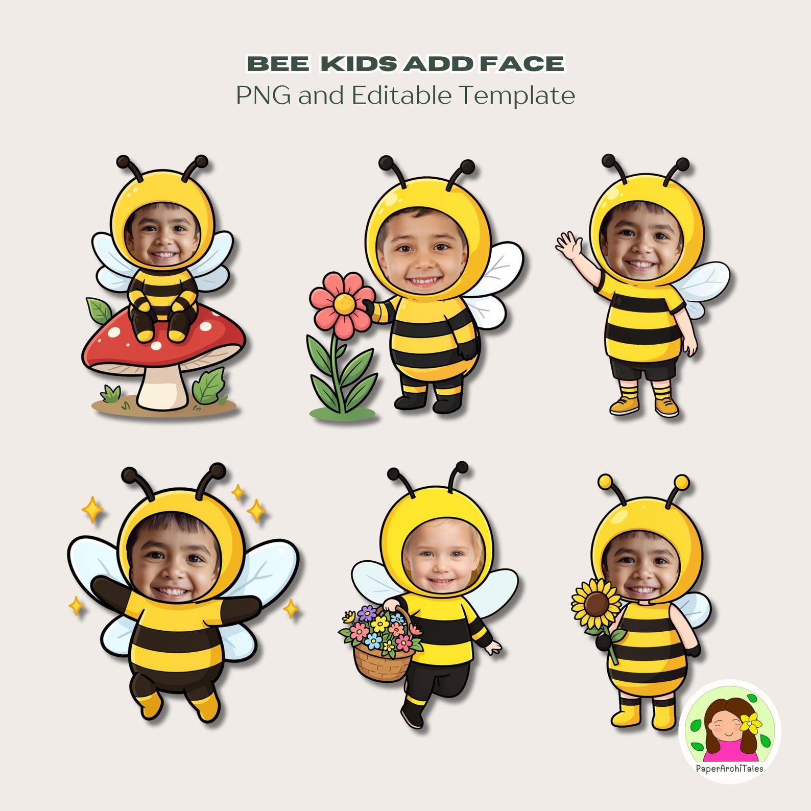 Bee Kids Add Face, Cut and Paste for Kids, Bulletin Board Decor, Canva ...