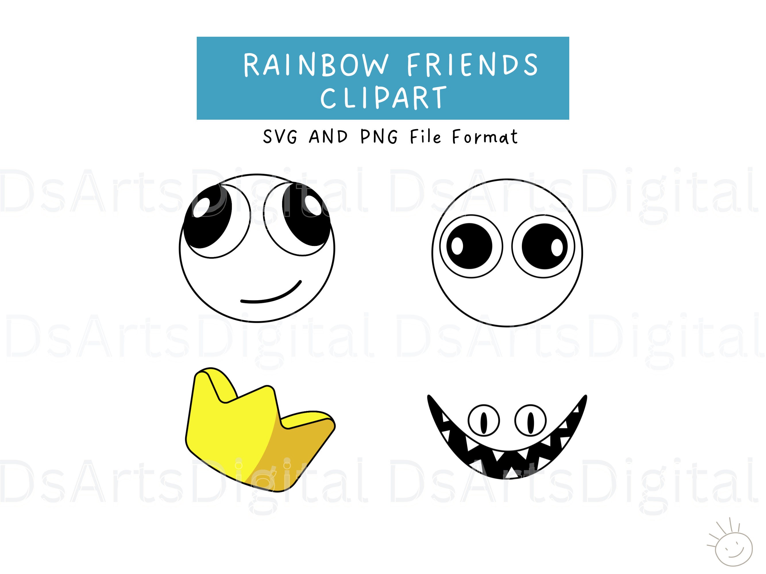 Blue Rainbow Friends Outline Svg, Blue Rainbow Svg, Rainbow