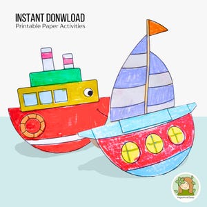 Costruisci un modello di barca a dondolo, i bambini possono ritagliare e costruire, stampabile, lavoretti di carta facili per bambini, attività educative con la carta