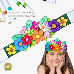 Spring Fairy Flower Crown Printable: Kids Coloring Craft (PDF) - Etsy