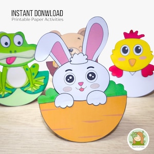 Modello di carta per lavoretti a forma di animale a dondolo, fai da te, taglia e costruisci, lavoretti di carta facili da stampare per bambini, lavoretti di carta educativi