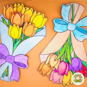 Haz un ramo de tulipanes con papel: una actividad imprimible fácil y divertida para niños