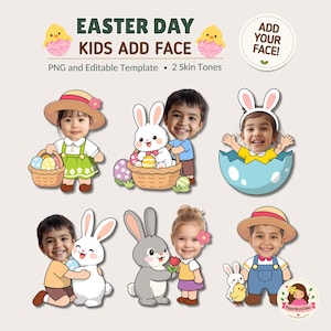 Easter Kids Add Face Activity – Editable Canva Template, Printable Craft & Bulletin Board Decor