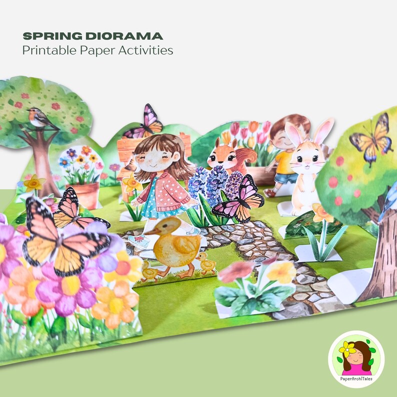 Printable Spring Park Diorama – Kids Easy Paper Craft, Cut & Build ...