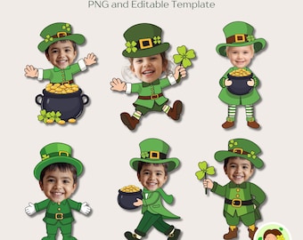 St. Patrick's Day Leprechaun Add Face Activity, Bulletin Board Decor (Canva Edit, PDF)