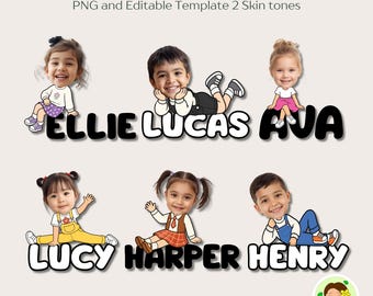 Personalisierter Name Gesicht hinzufügen Vorlage, Printable Andenken & Bulletin Board Decor (Canva Edit, PNG)