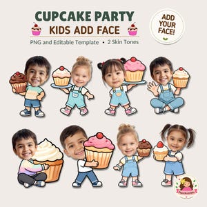 Cupcake Kids Add Face – Editable Canva Template, Printable Craft, Birthday & Bulletin Board Decor