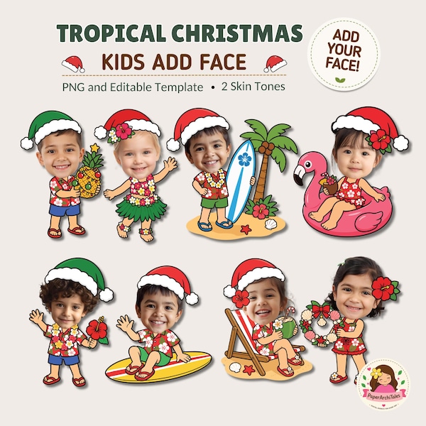 Tropische Weihnachtsmotive, Hawaii-Weihnachtsdeko, Weihnachtsdeko im Juli zum Ausdrucken, Pinnwand-Deko