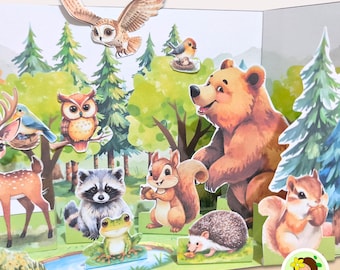 Make a Woodland Animals Diorama – Printable Kids Ecology Craft, Learning and Play Paper Scene