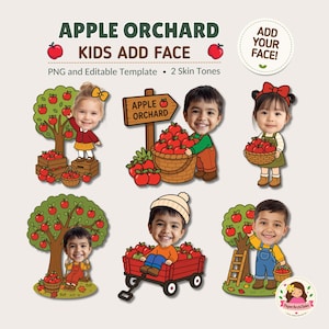 Apple Orchard Kids Add Face Activity, Apple Picking Bulletin Board Decor,  Personalized Fall Keepsake