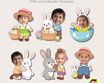 Easter Kids Add Face Activity – Editable Canva Template, Printable Craft & Bulletin Board Decor