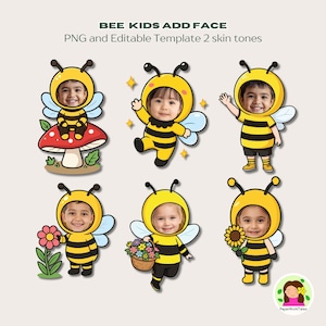 Bee Kids Gesicht hinzufügen, Ausschneiden und Aufkleben für Kinder, Pinnwanddekoration, Canva-Bearbeitung