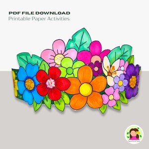 Spring Fairy Flower Crown Printable: Kids Coloring Craft (PDF)