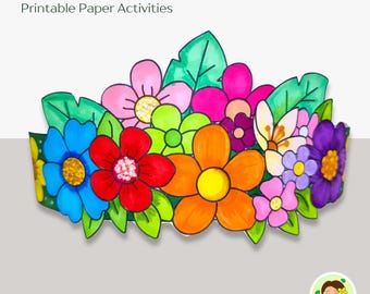 Spring Fairy Flower Crown Printable: Kids Coloring Craft (PDF)