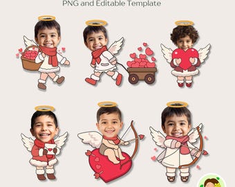 Valentines Cupid Add Face, Cut and Paste for Kids, Bulletin Board Decor, Canva Edit