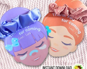 Bearbeitbar Scrunchie Halter Gastgeschenke: Spa Slumber Party (PDF)