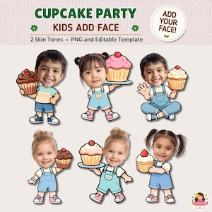 Cupcake Kids Add Face – Editable Canva Template, Printable Craft, Birthday & Bulletin Board Decor