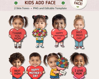Mother’s Day Kids Add Face Activity , Printable Craft & Bulletin Board Decor (Canva Edit, PNG)