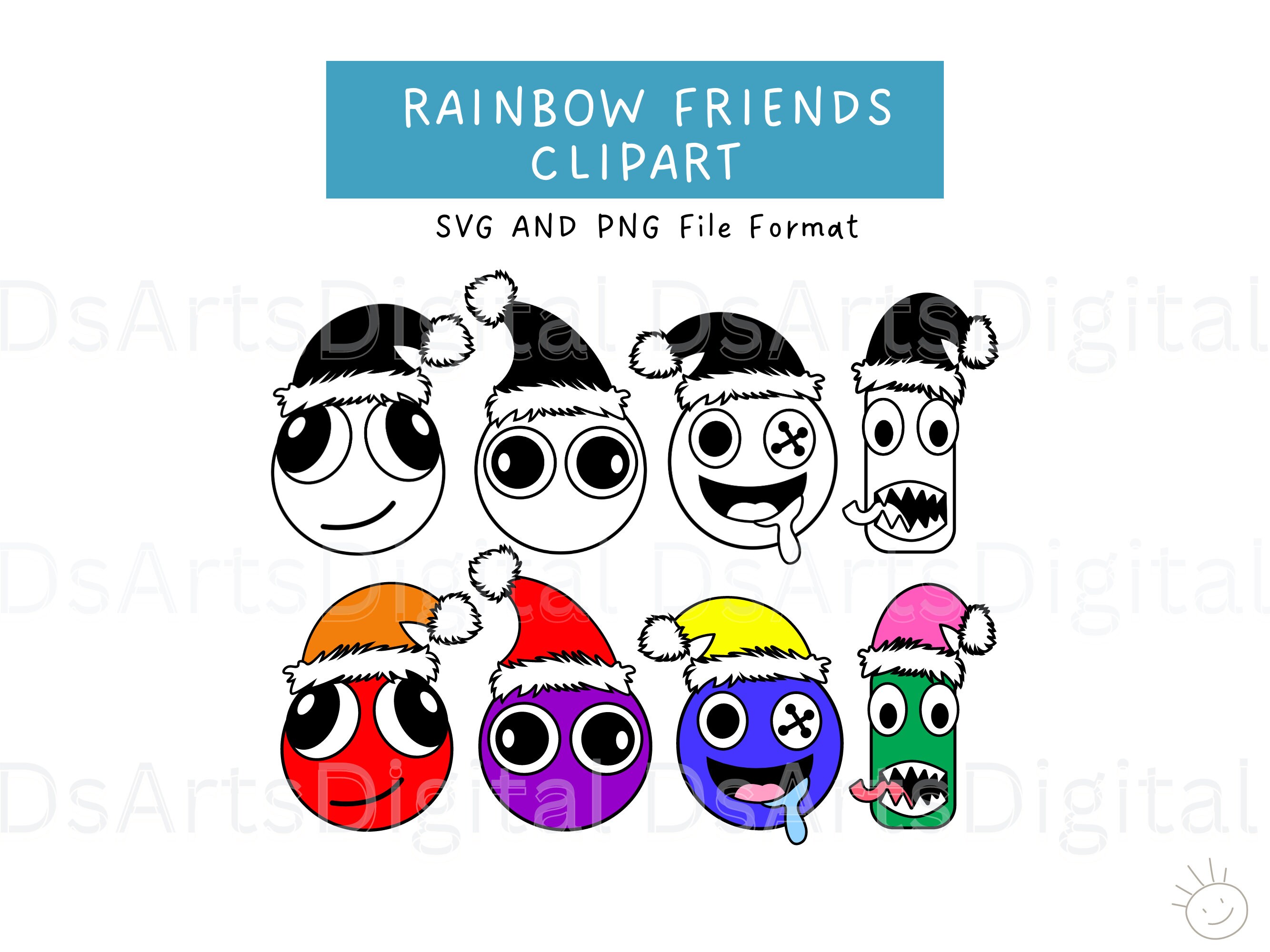 70 Rainbow friends SVG, Rainbow friends PNG, Sublimation, Transfer, Di